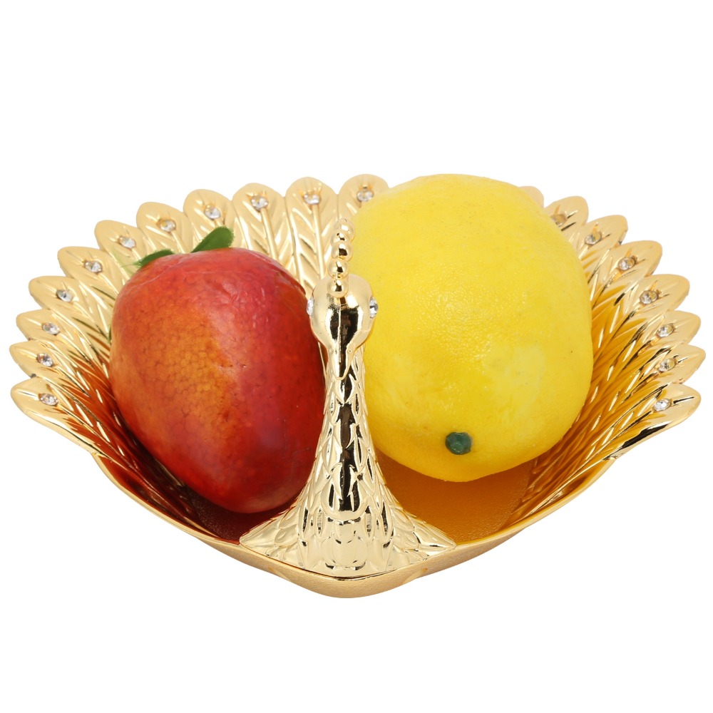 Home Cooking Recipes - 4PCS Golden Metal Fruit Plate Diamond
