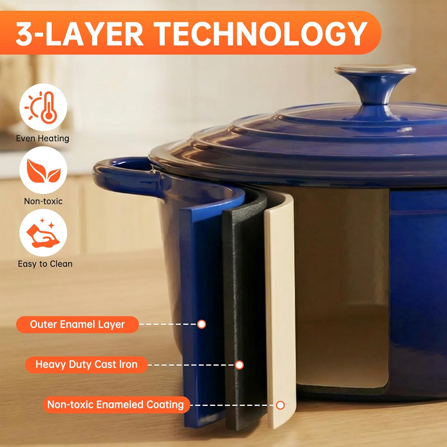 Nonstick Enameled Cast Iron Co - Dutch Oven Enamel ulasan dan harga