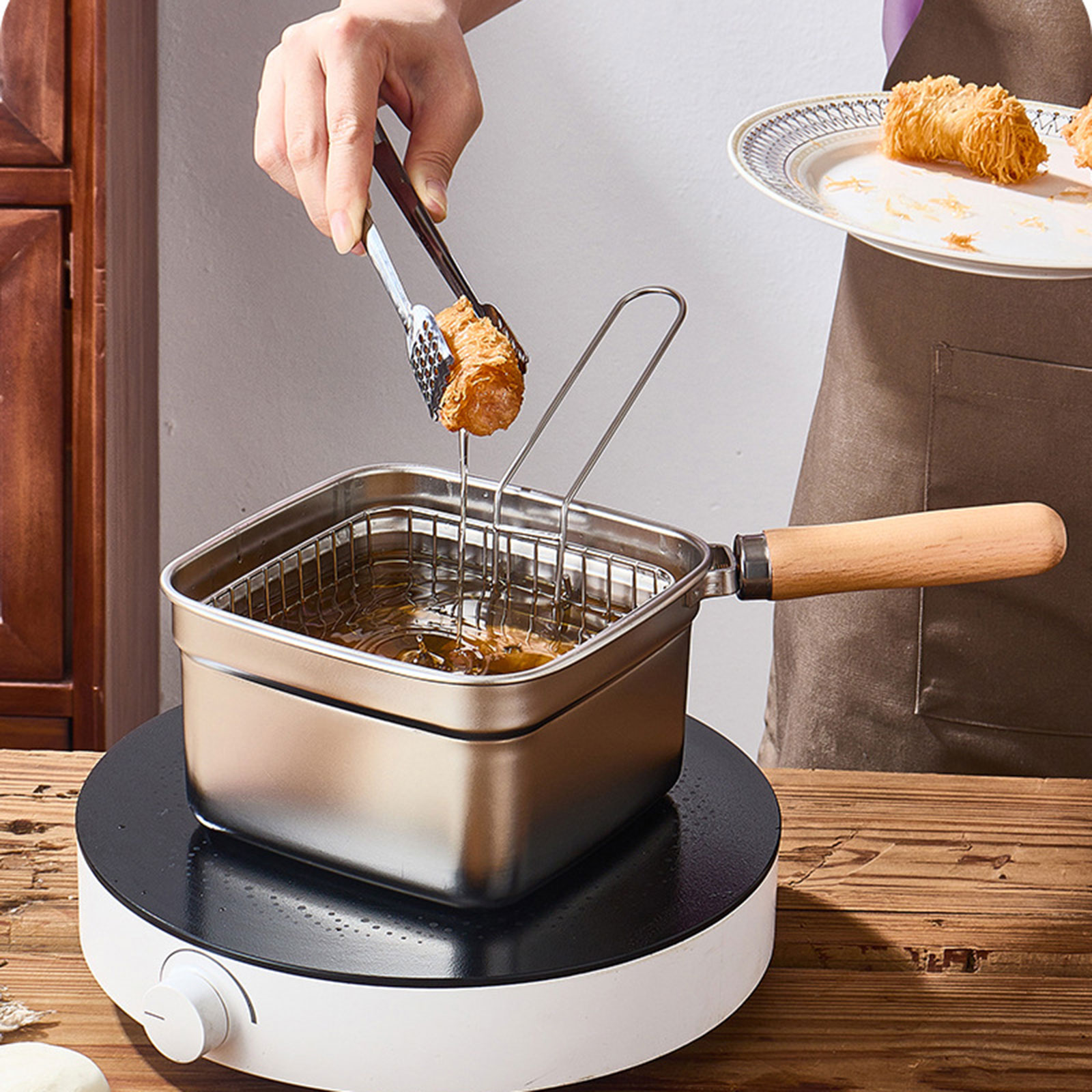 Mini Deep Fryer Pot for Campin - Home Cooking In French ulasan dan harga